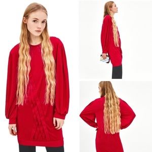 Zara Trafaluc Pleated Bishop Sleeve Dress ❤️